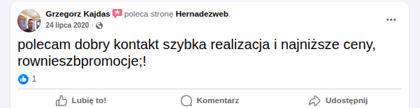 Facebookowe pozytywne opinie o hernandez web