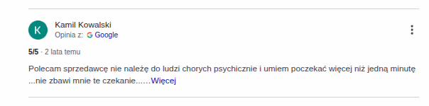 Opinie o pewne konta na wizytówce Google
