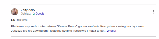 Wizytówka Pewne konta - opinie klientów