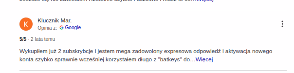 Pewne konta - opinie na google