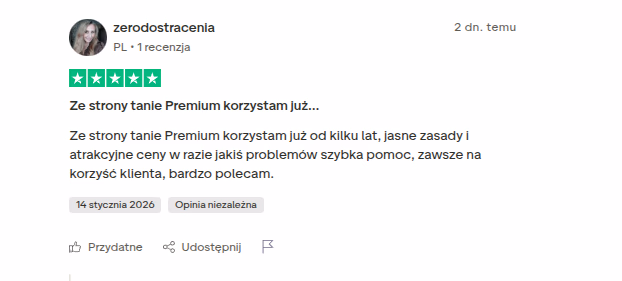 Rzetelne opinie na Trustpilot o sklepie Tanie Premium
