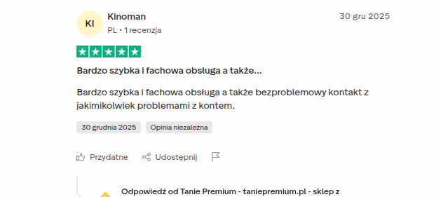 Opinie Tanie Premium - opinie z serwisu Trustpilot